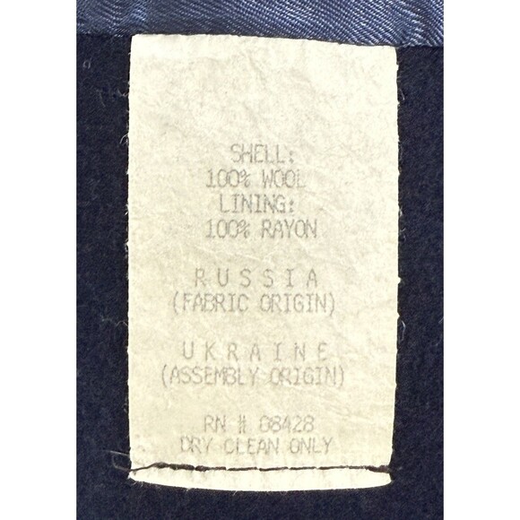 Women’s Navy Wool Coat Long Oversized Shawl Collar Double Breasted Sz12 Petite - Picture 7 of 10